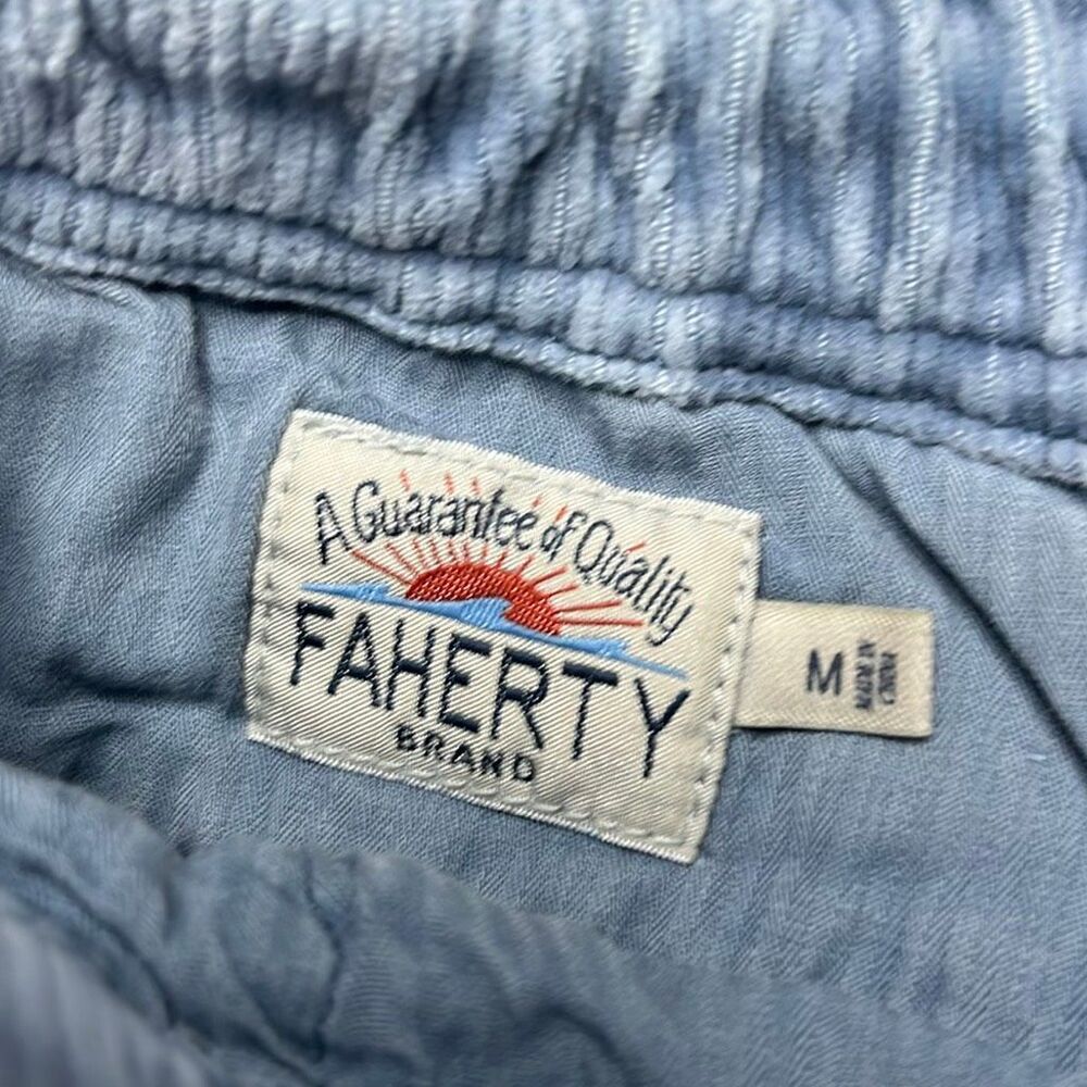 Faherty Blue Corduroy Drawstring Stretch Waist Shorts Mens Medium - Picture 2 of 10